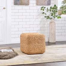 Harper Cube Water Hyacinth Pouffe